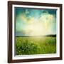 Green Meadow Under Blue Sky With Clouds-Volokhatiuk-Framed Art Print