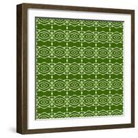 Green Native Pattern-weknow-Framed Art Print