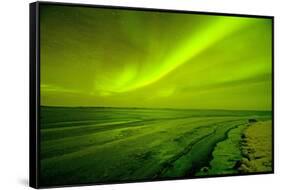 Green Northern Lights over the Sea, Beaufort Sea, ANWR, Alaska, USA-Steve Kazlowski-Framed Stretched Canvas