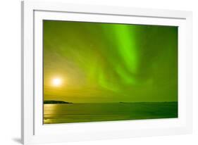 Green Northern Lights over the Sea, Beaufort Sea, ANWR, Alaska, USA-Steve Kazlowski-Framed Photographic Print