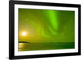 Green Northern Lights over the Sea, Beaufort Sea, ANWR, Alaska, USA-Steve Kazlowski-Framed Photographic Print