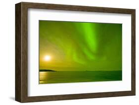 Green Northern Lights over the Sea, Beaufort Sea, ANWR, Alaska, USA-Steve Kazlowski-Framed Photographic Print