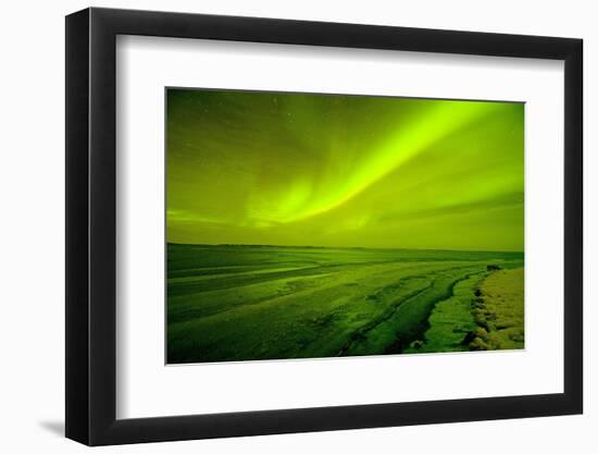 Green Northern Lights over the Sea, Beaufort Sea, ANWR, Alaska, USA-Steve Kazlowski-Framed Photographic Print
