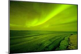 Green Northern Lights over the Sea, Beaufort Sea, ANWR, Alaska, USA-Steve Kazlowski-Mounted Photographic Print