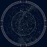 XII Constellations of Zodiac (Ultraviolet Blueprint Version)-Green Ocean-Mounted Art Print