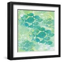Green Ocean Teal School of Fish-Bee Sturgis-Framed Art Print