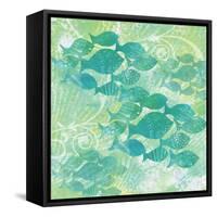 Green Ocean Teal School of Fish-Bee Sturgis-Framed Stretched Canvas