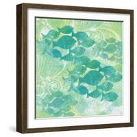 Green Ocean Teal School of Fish-Bee Sturgis-Framed Art Print