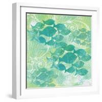 Green Ocean Teal School of Fish-Bee Sturgis-Framed Art Print