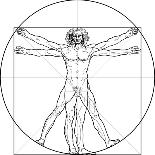 The Vitruvian Man, or Leonardo's Man-Green Ocean-Stretched Canvas