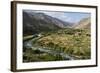 Green of irrigated fields contrast with arid hills, farmers ingenuity in dry landscape, Afghanistan-Alex Treadway-Framed Photographic Print