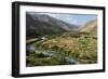 Green of irrigated fields contrast with arid hills, farmers ingenuity in dry landscape, Afghanistan-Alex Treadway-Framed Premium Photographic Print