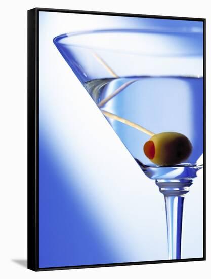 Green Olive in Martini Drink-Steve Lupton-Framed Stretched Canvas