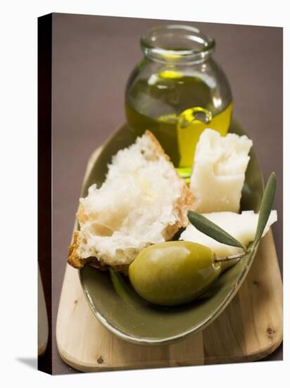 Green Olive, White Bread, Parmesan and Olive Oil-null-Stretched Canvas