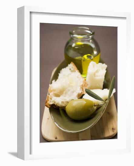 Green Olive, White Bread, Parmesan and Olive Oil-null-Framed Photographic Print