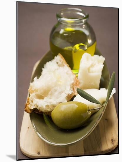 Green Olive, White Bread, Parmesan and Olive Oil-null-Mounted Photographic Print