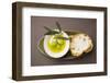 Green Olives on Twig in Bowl of Olive Oil, White Bread-Foodcollection-Framed Photographic Print