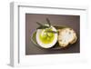 Green Olives on Twig in Bowl of Olive Oil, White Bread-Foodcollection-Framed Photographic Print