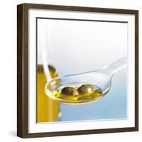 Green Olives with Oil on Spoon-Brigitte Wegner-Framed Photographic Print