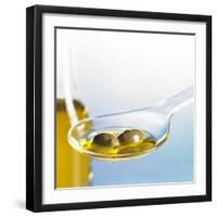 Green Olives with Oil on Spoon-Brigitte Wegner-Framed Photographic Print
