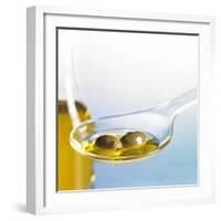 Green Olives with Oil on Spoon-Brigitte Wegner-Framed Photographic Print