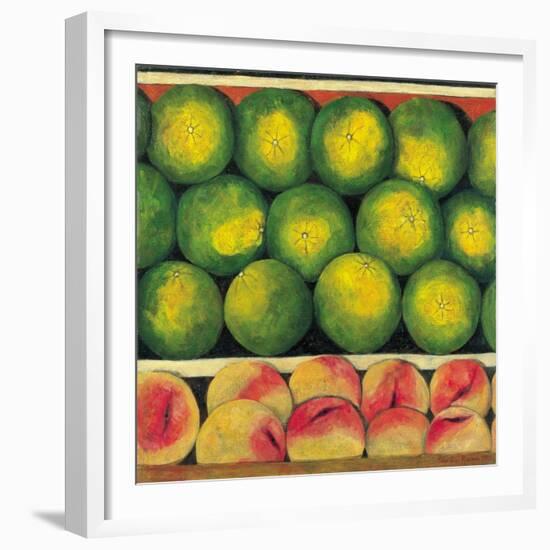 Green Oranges and Peaches, 1999-Pedro Diego Alvarado-Framed Giclee Print