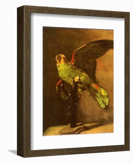 Green Parrot on Perch, 1886-Vincent van Gogh-Framed Giclee Print