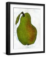 Green Pear on White Background-Blenda Tyvoll-Framed Art Print