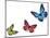 Green Pink And Blue Butterflies Isolated On White With Soft Shadow Beneath Each-Ambient Ideas-Mounted Photographic Print