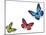 Green Pink And Blue Butterflies Isolated On White With Soft Shadow Beneath Each-Ambient Ideas-Mounted Photographic Print