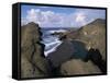 Green Pool, Lava Mountains, El Golfo, Lanzarote, Canary Islands, Spain, Atlantic-D H Webster-Framed Stretched Canvas