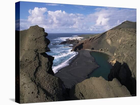 Green Pool, Lava Mountains, El Golfo, Lanzarote, Canary Islands, Spain, Atlantic-D H Webster-Stretched Canvas