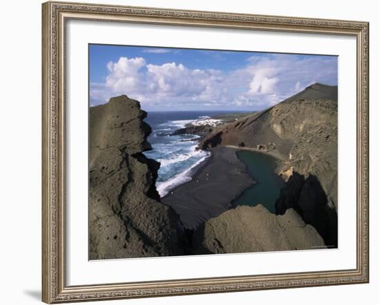 Green Pool, Lava Mountains, El Golfo, Lanzarote, Canary Islands, Spain, Atlantic-D H Webster-Framed Photographic Print