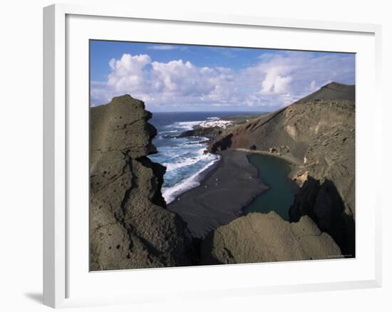 Green Pool, Lava Mountains, El Golfo, Lanzarote, Canary Islands, Spain, Atlantic-D H Webster-Framed Photographic Print