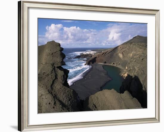 Green Pool, Lava Mountains, El Golfo, Lanzarote, Canary Islands, Spain, Atlantic-D H Webster-Framed Photographic Print