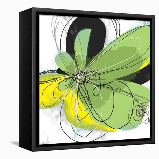 Green Pop Petals 1-Jan Weiss-Framed Stretched Canvas