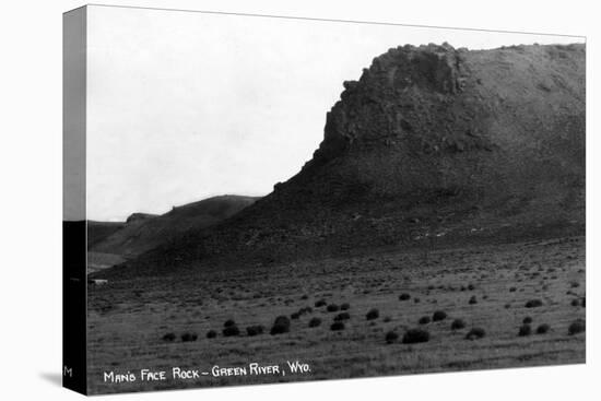 Green River, Wyoming - View of Man's Face Rock-Lantern Press-Stretched Canvas