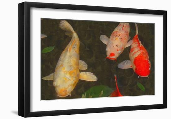 Green Rock Japanese Koi I-erichan-Framed Giclee Print