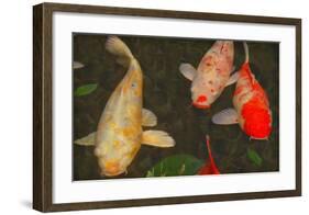 Green Rock Japanese Koi I-erichan-Framed Giclee Print