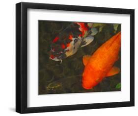 Green Rock Japanese Koi II-erichan-Framed Giclee Print