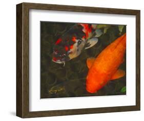 Green Rock Japanese Koi II-erichan-Framed Giclee Print