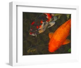 Green Rock Japanese Koi II-erichan-Framed Giclee Print