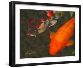 Green Rock Japanese Koi II-erichan-Framed Giclee Print