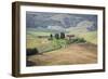 Green rolling hills and farm houses of Crete Senesi (Senese Clays), Province of Siena, Tuscany, Ita-Roberto Moiola-Framed Photographic Print