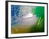 Green Room-Beautiful green pitching wave, Hawaii-Mark A Johnson-Framed Photographic Print