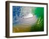 Green Room-Beautiful green pitching wave, Hawaii-Mark A Johnson-Framed Photographic Print