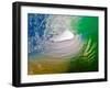 Green Room-Beautiful green pitching wave, Hawaii-Mark A Johnson-Framed Photographic Print