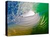 Green Room-Beautiful green pitching wave, Hawaii-Mark A Johnson-Stretched Canvas