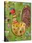 Green Rooster-Jill Mayberg-Stretched Canvas