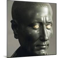 Green Schist Bust of Julius Caesar with Marble Eyes, Detail of Face, 1-50 AD-null-Mounted Giclee Print